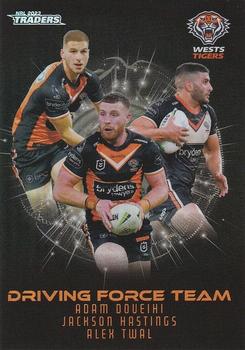 2023 NRL Traders Titanium - Driving Force Team Parallel Case Card #DFP16 Wests Tigers Front